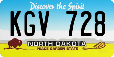 ND license plate KGV728