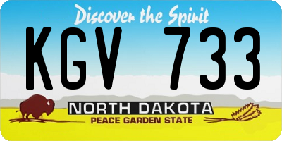 ND license plate KGV733