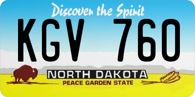 ND license plate KGV760