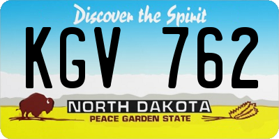 ND license plate KGV762