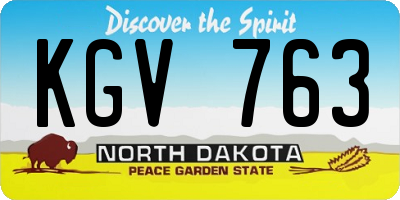 ND license plate KGV763
