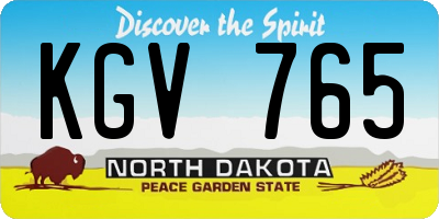 ND license plate KGV765