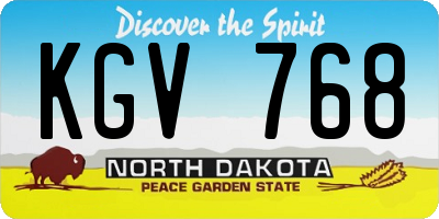 ND license plate KGV768