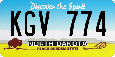 ND license plate KGV774