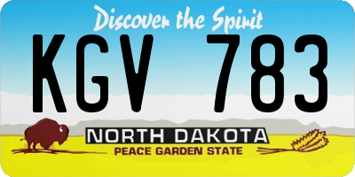 ND license plate KGV783
