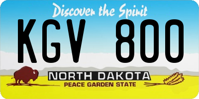 ND license plate KGV800