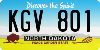 ND license plate KGV801