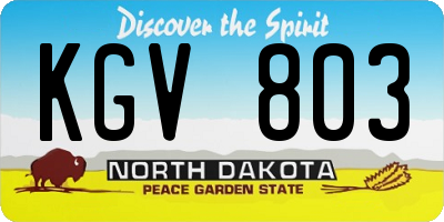ND license plate KGV803