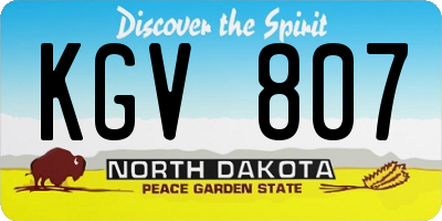 ND license plate KGV807