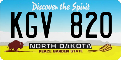 ND license plate KGV820