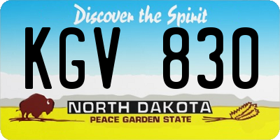 ND license plate KGV830