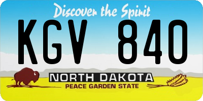 ND license plate KGV840