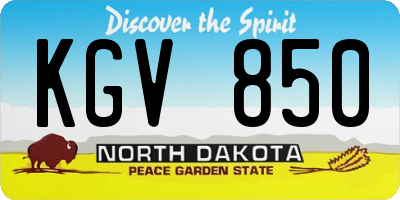 ND license plate KGV850