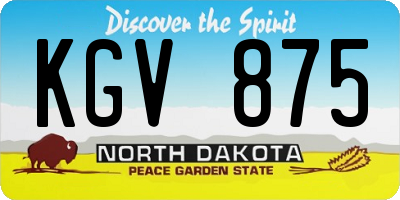 ND license plate KGV875