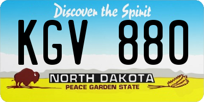 ND license plate KGV880