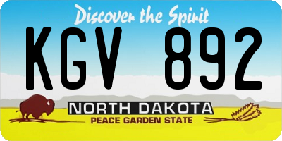 ND license plate KGV892