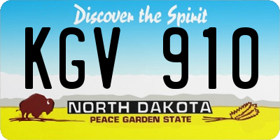 ND license plate KGV910