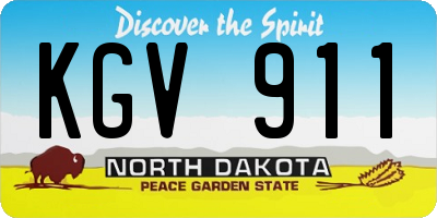 ND license plate KGV911