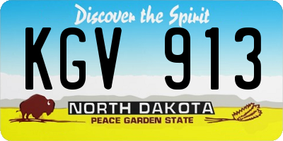 ND license plate KGV913