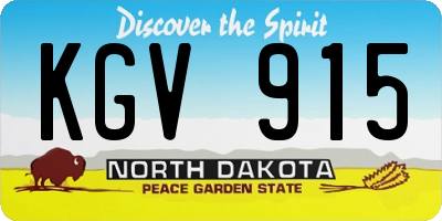 ND license plate KGV915