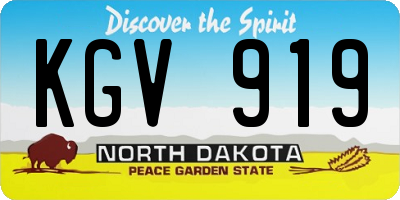 ND license plate KGV919