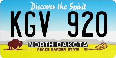 ND license plate KGV920