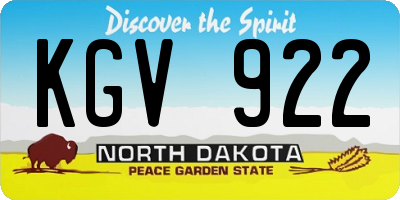 ND license plate KGV922