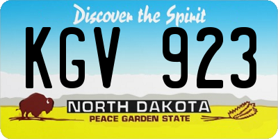 ND license plate KGV923