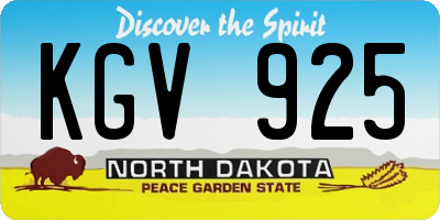 ND license plate KGV925
