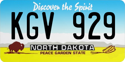 ND license plate KGV929