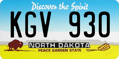 ND license plate KGV930
