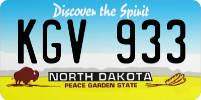 ND license plate KGV933