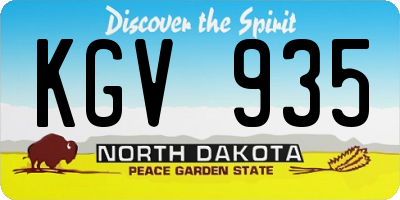 ND license plate KGV935