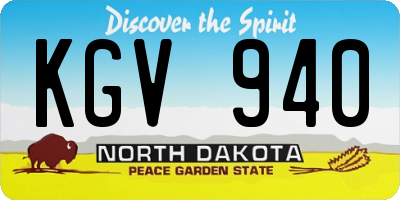 ND license plate KGV940
