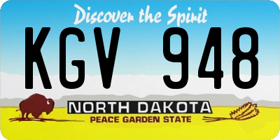 ND license plate KGV948