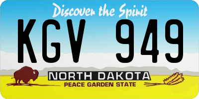 ND license plate KGV949