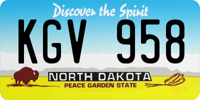 ND license plate KGV958