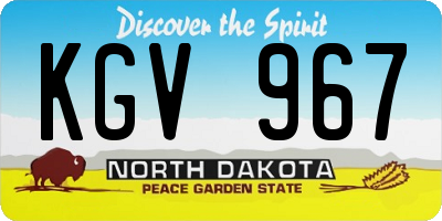 ND license plate KGV967