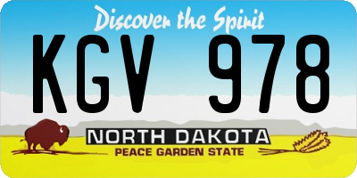 ND license plate KGV978