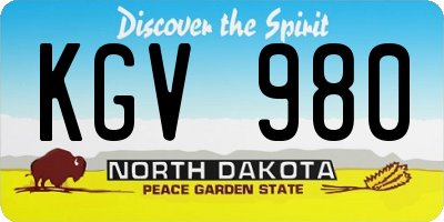ND license plate KGV980