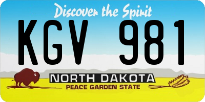ND license plate KGV981