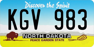 ND license plate KGV983