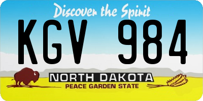 ND license plate KGV984