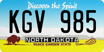 ND license plate KGV985