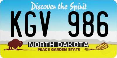 ND license plate KGV986
