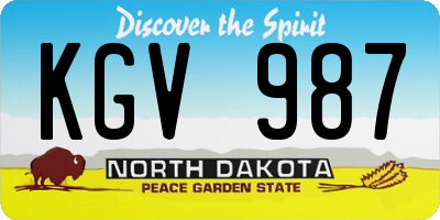 ND license plate KGV987