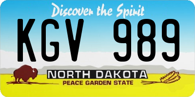 ND license plate KGV989