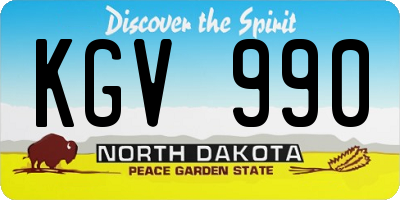 ND license plate KGV990