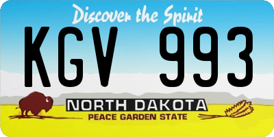 ND license plate KGV993