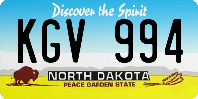 ND license plate KGV994